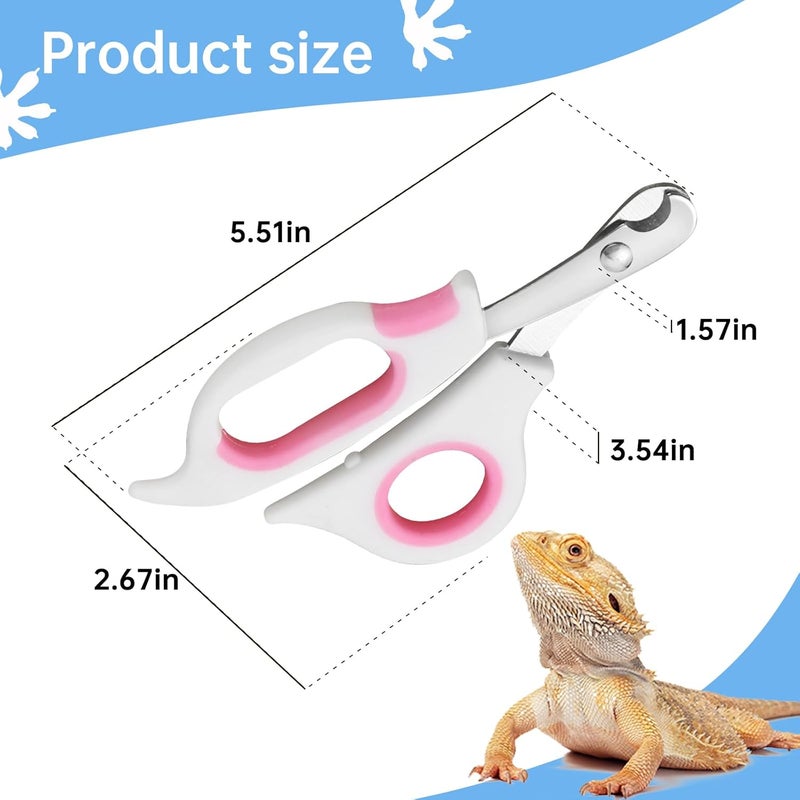 KEUYE Bearded Dragon Nail Clippers,Stainless Steel Bearded Dragon Toe Nail Clippers with Precise Angled Edges (Pinky White) - Image 2